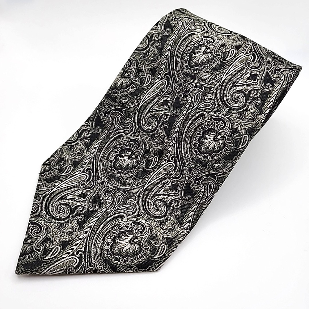 Pierre Cardin Silk Necktie Gray Paisley - Like New